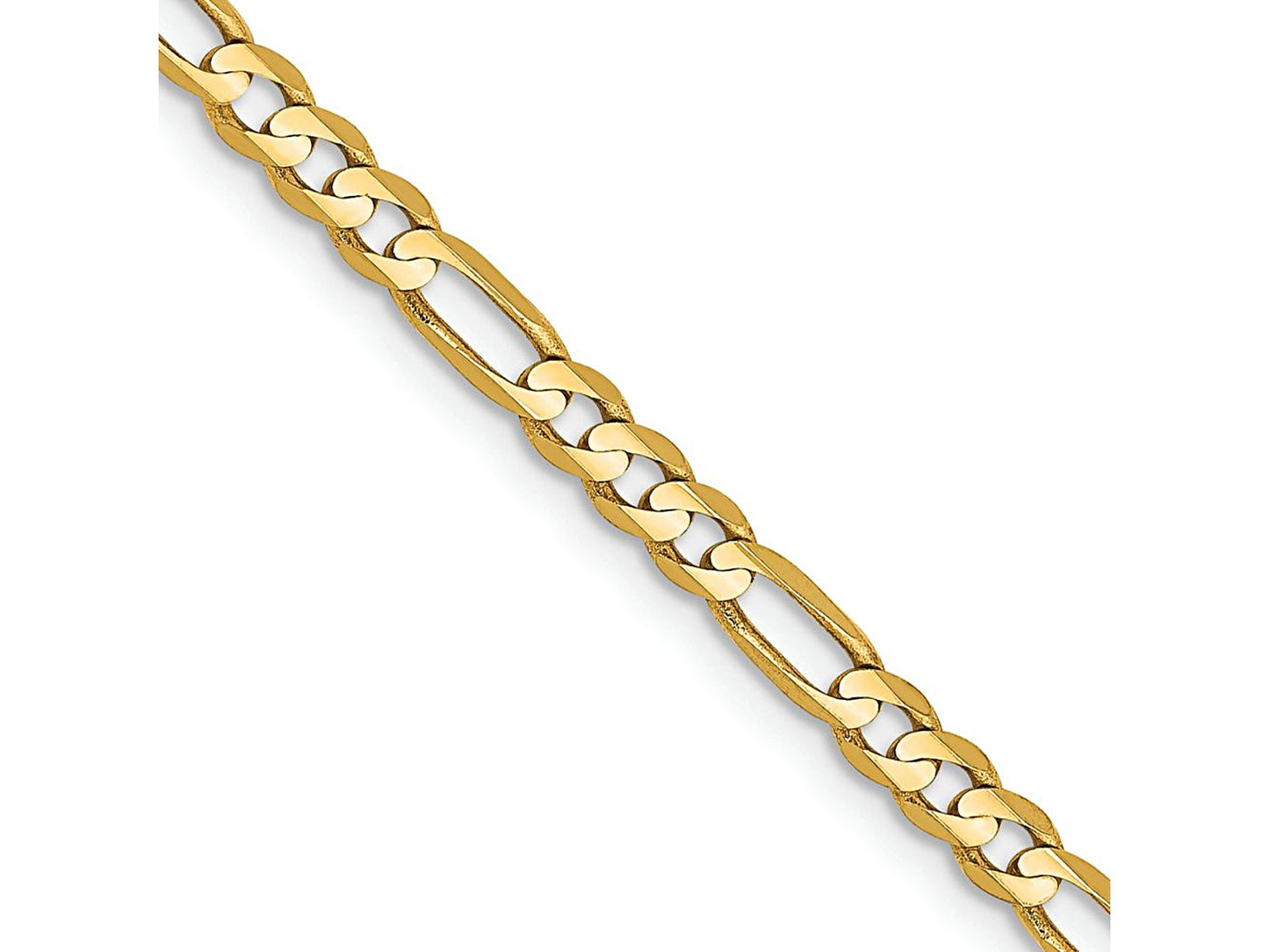 14k Yellow Gold Solid Concave Figaro 22in Length -  3mm Width Chain.