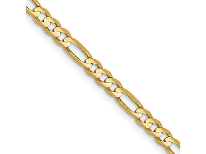 14k Yellow Gold Solid Concave Figaro 22in Length -  3mm Width Chain.
