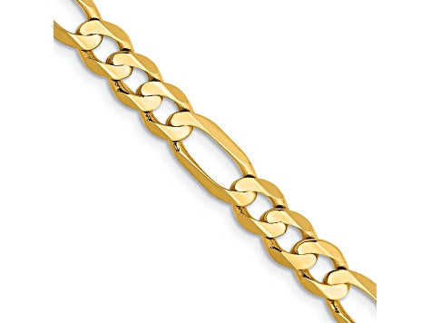 14k Yellow Gold 5mm Solid Concave Figaro 28in Length -  5.0mm Width Chain.