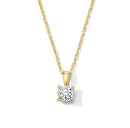 14K Gold Solitaire Pendant Necklace