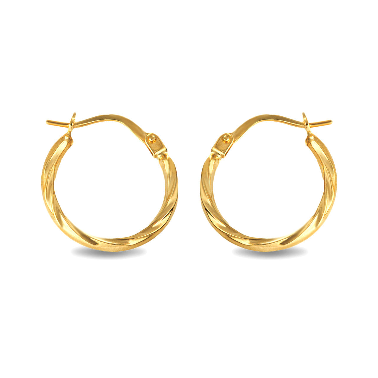 14k Yellow Gold Twisted Back to Back Hoop Earrings Women's 8mm