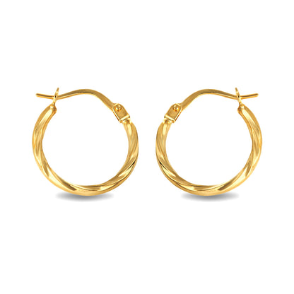 14k Yellow Gold Twisted Back to Back Hoop Earrings Women's 8mm