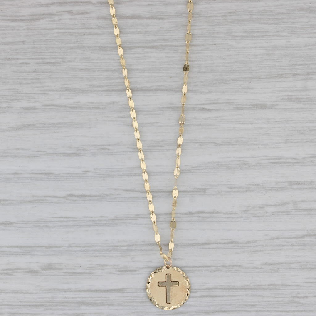 14k Yellow Gold Cross Medallion Pendant Necklace